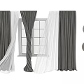 Dark Velvet And White Sheer Double Layer Curtains For Elegant Living Room Window