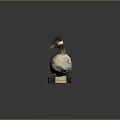 Detailed Duck Taxidermy Specimen Mounted On Black Base With Gray Background