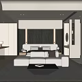 Modern Minimalist Bedroom Interior With Large Bed Nightstands Area Rug And Floor To Ceiling Window