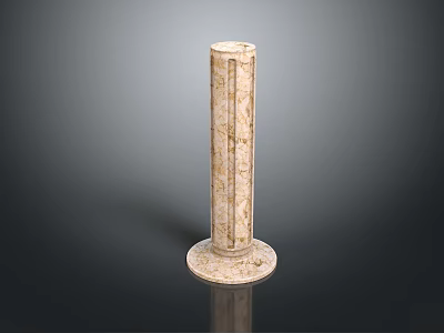 Elegant Beige Textured Column With Round Base On Gray Gradient Background 3d model