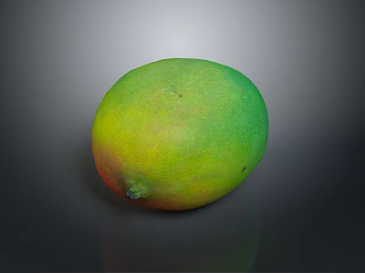Fresh Vibrant Mango Fruit Featuring Green Yellow Red Skin On Dark Background 3d model