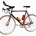 Road Bicycle With Red Frame Black Handlebars Seat White Rims And Water Bottle Cages