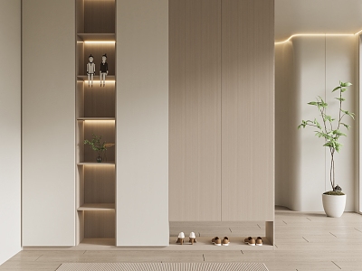 Modern Shoe Cabinet Cream Entrance Shoe Cabinet Partition Wardrobe model