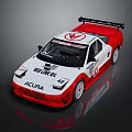 Acura White And Red Race Car With Rear Spoiler And Real Art Oil Design