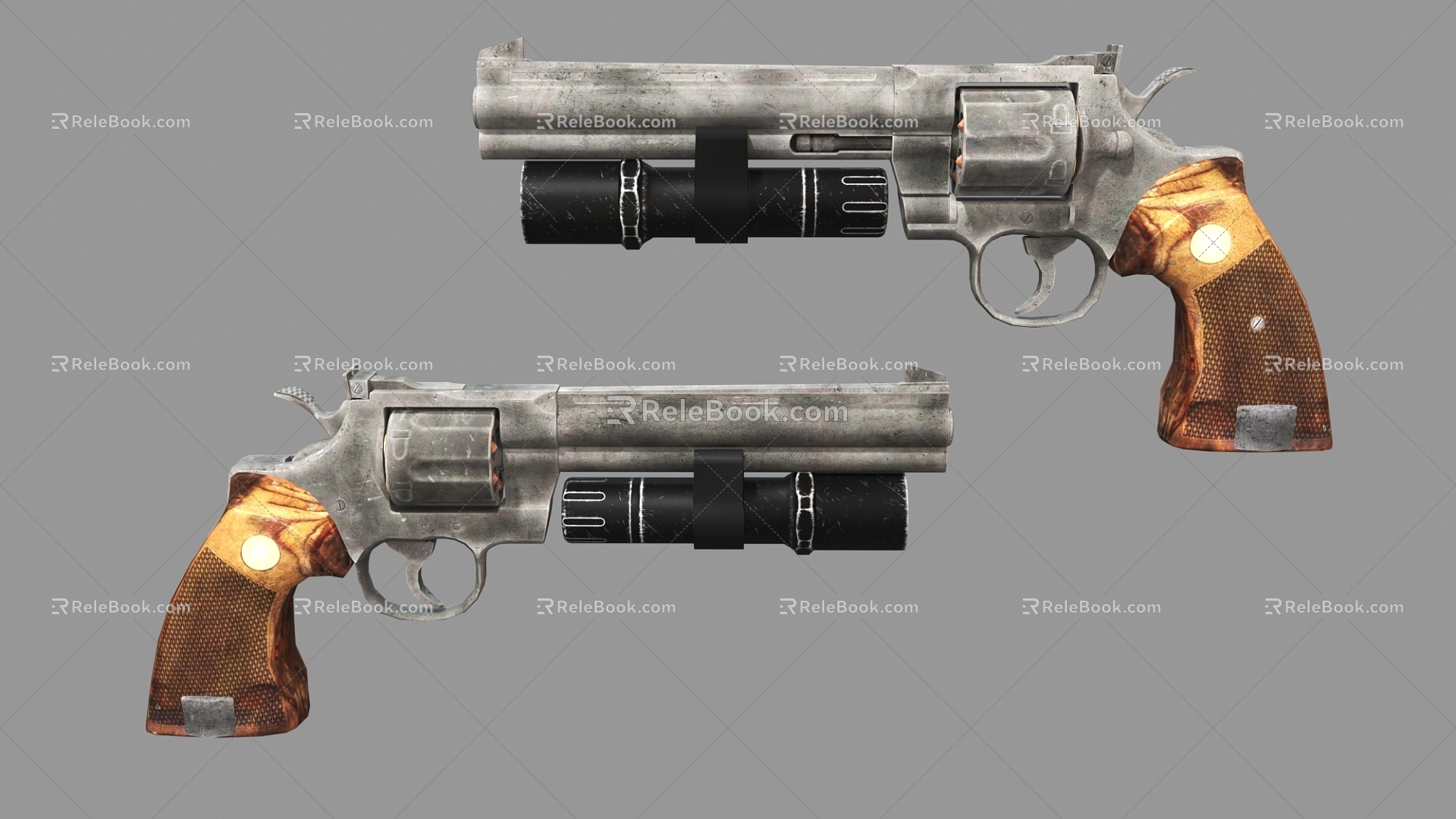 revolver gun game supplies martial arts equipment 3d model