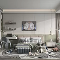 Cozy Kids Room Interior Design With Bed Desk Toys Painting And Rug