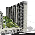 Modern High Rise Residential Buildings Exterior With Green Space Trees And Lawn