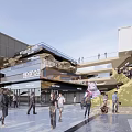 Vibrant Modern Commercial Street With Pedestrians Shops Outdoor Shopping Area Glass Facades And Walkway