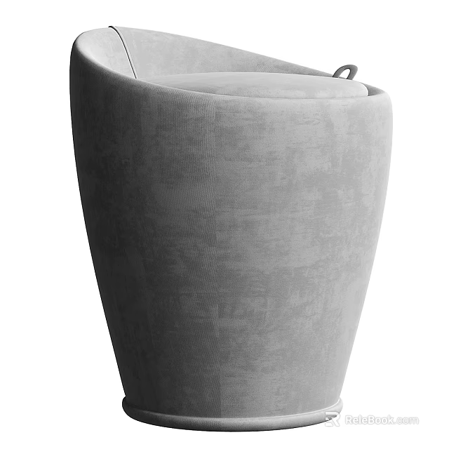 Sleek Modern Gray Fabric Sofa Stool With Curved Design And Comfortable Seat 3d model 