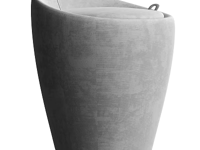 Sleek Modern Gray Fabric Sofa Stool With Curved Design And Comfortable Seat 3d model
