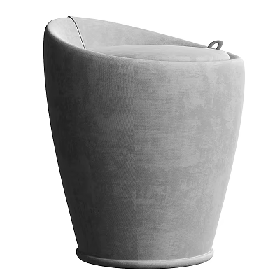 Sleek Modern Gray Fabric Sofa Stool With Curved Design And Comfortable Seat 3d model