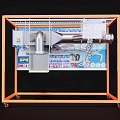 Orange Frame Display Shelf With Wheels And Product Poster For Exhibition