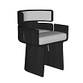 Modern Single Chair With Dark Wooden Frame And Light Upholstered Seat
