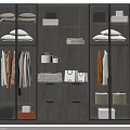 Modern Closet Interior Design With Hanging Clothes Folded Items And Storage Drawers