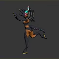 Vibrant Fantasy Character Design With Orange Black Body Colorful Eyes And Horns
