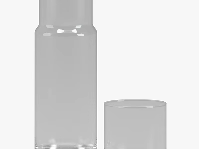 Transparent Glass Vase With Fresh Colorful Flowers For Home Interior Decor 3d model