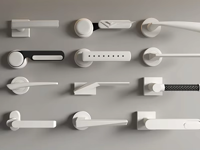 Modern Door Handles Collection Featuring Various White And Black Design Styles For Interior 3d model