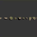 Natural Scene With Various Shaped Colored Stones Arranged In Rows On Dark Background