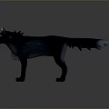 Black Wolf 3D Character Model With Green Eyes And Spiked Ears