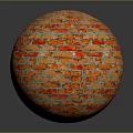 Brick Sphere Crafted From Orange Red Bricks With Gray Mortar And Shiny Finish