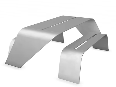 Modern Public Seating With Streamlined Curved Stainless Steel Structure Design 3d model