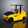 Yellow CAT Road Roller With Black Top And Heavy Duty Wheels