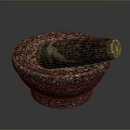 Textured Stone Mortar And Pestle With Natural Patterns For Grinding Spices As Kitchen Essential
