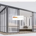 Garden Glass Sunroom Featuring Large Windows White Curtains Wooden Base And Comfortable Sofa