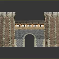 Traditional Memorial Archway Model Featuring Twin Decorated Towers Arched Gateway And Brick Stone Structure