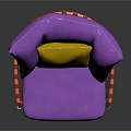 Purple Single Sofa With Yellow Cushion Orange Woven Armrests And Legs