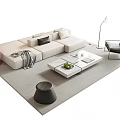 Modern Sofa and Coffee Table Set with L shaped Design Decorative Pillows and Throw Blanket
