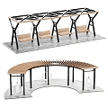 Landscape promenade porch gazebo swing gazebo 3d model