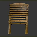 Simple Natural Wooden Chair With Slatted Backrest Seat And Armrests Light Wood Tone