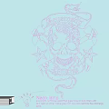 Pink Neon Lamp Combinations with Skull Stars Ribbon and Snake on Dark Wall