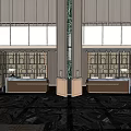 Elegant Front Desk Reception Area With Marble Counter Wooden Backdrop And Modern Lighting