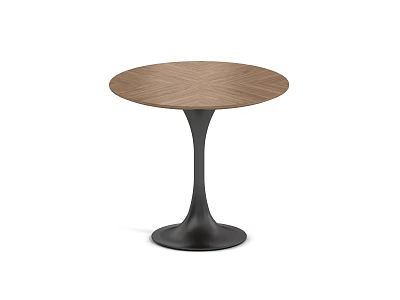 Lounge Space With Round Wooden Tabletop And Modern Black Base Design 3d model