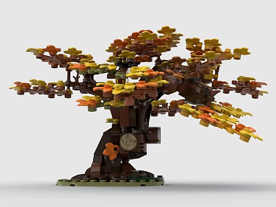 Lego toy maple leaf tree scene 3d model