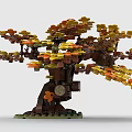 Lego toy maple leaf tree scene 3d model