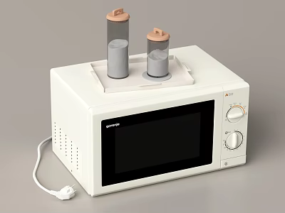 Modern White Microwave Oven Kitchen Appliance With Two Containers On Top 3d model