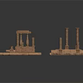 Ancient Architectural Ruins With Stone Columns And Platform Bases