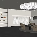 Fashion Clothing Store Interior With Hanging White Dresses Various Clothes Display Racks And Cozy Chairs