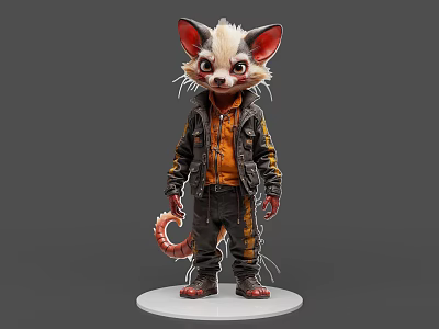 Mouse monster teenager character cartoon character animation character film and television character hand-held silhouette messy teenager 3d model