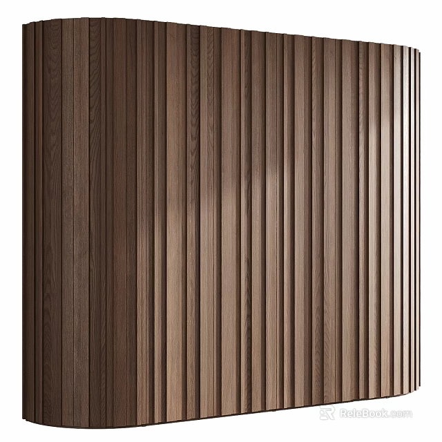 Natural Wooden Wall Panel With Vertical Slats And Warm Texture For Interior Design 3d model 