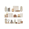 Minimalist Natural Decorative Ornament Sets with Vases Picture Frames Candle Holders and Geometric Sculptures