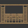 Wooden Outdoor Gazebo With Lattice Design Table And Chairs For Garden Relaxation Area