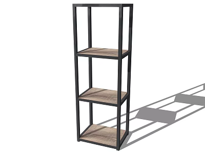 Minimalist Bookshelf With Metal Frame And Wooden Shelves For Home Living Space 3d model