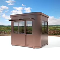 Brown Outdoor Security Guard Booth With Glass Windows And Scenic View