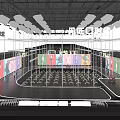 O Time Event Stage With Colorful Screens Lighting And Audience Seats