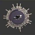 Game Movie Robot Character With White Black Body Blue Circular Accents And Purple Radial Platform
