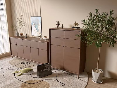 Modern Wood Grain Cabinet Simple Style Cabinet Whole Cabinet Sideboard Balcony Cabinet Storage Cabinet Entrance Cabinet 3d model